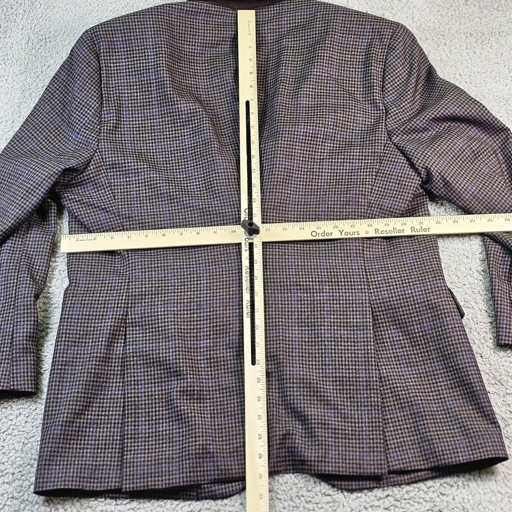 Jos. A. Bank Sport Coat Mens 46R Brown Plaid Wool Traveler Jacket Tailored Fit - Picture 12 of 15